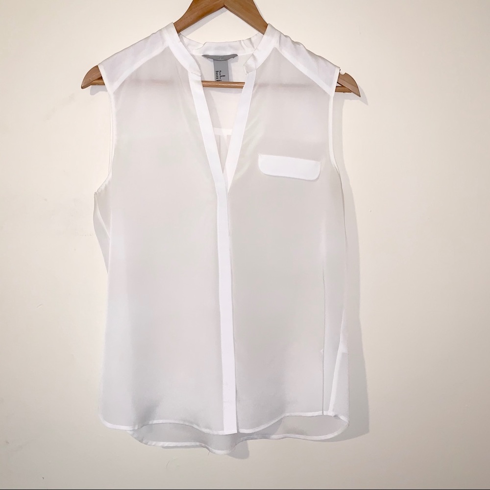 H&M White V Neck Blouse